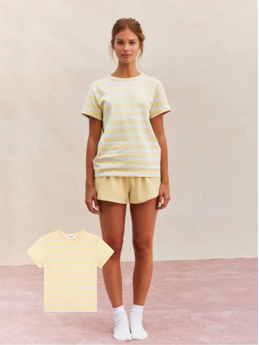Parke Yellow Funfetti Striped Short-Sleeve Tee
